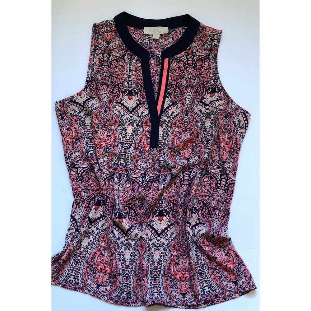 Olive & Oak paisley print sheer sleeveless blouse top